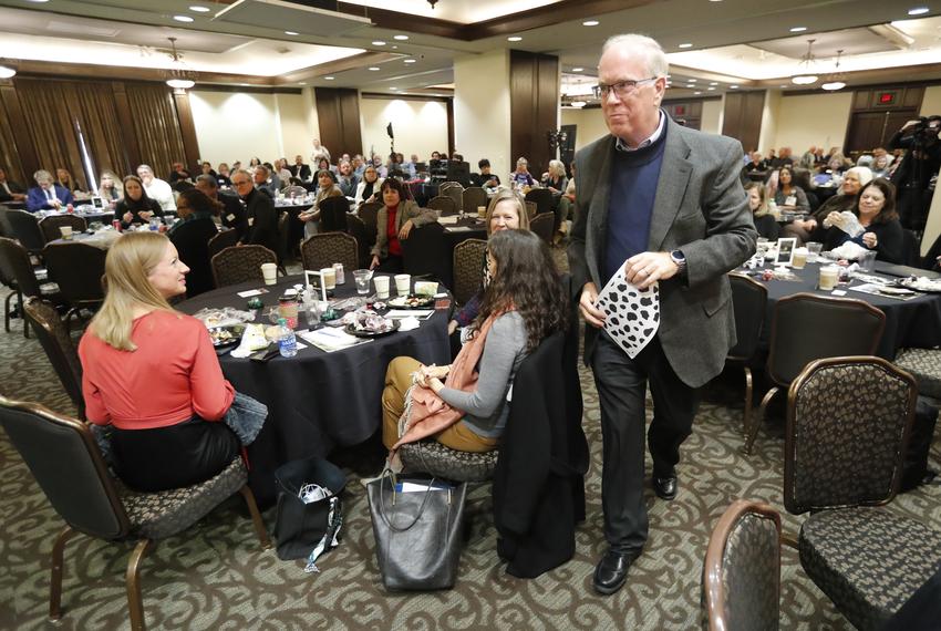 Lonnie Hunt with his spotted map at the 
McKenzie-Merket Alumni Center at Texas Tech University in Lubbock on Nov. 18, 2022.